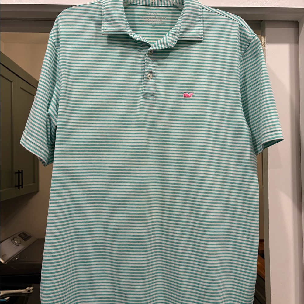 Vineyard Vines Aqua Striped Polo Shirt